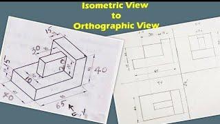 Converting Isometric View to Orthographic //Engg. Drawing //Engg. Graphics