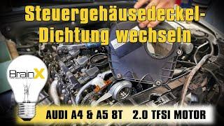 Steuerkette Abdeckung wechseln Steuergehäusedeckel Dichtung wechseln Audi A5 8T