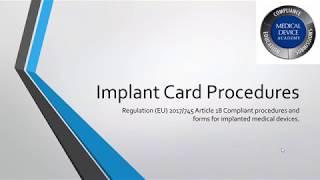 Implant Card Requirements for Article 18 of EU MDR