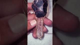 Shungite And Quartz Point Pendant Wrapped with Copper and Brass