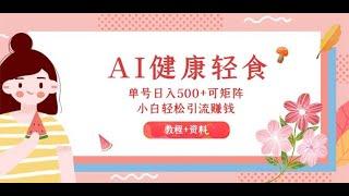 【完整教程】AI健康轻食，单号日入500+可矩阵，小白轻松引流赚钱（教程+食谱）| 老高项目网