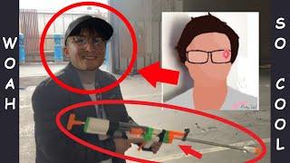 OpenSauce 2023 - @MichaelReeves tries out the Harpoon homemade Nerf blaster! And @CodeBullet!