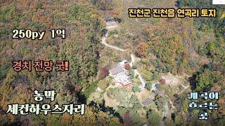 진천군 진천읍 연곡리 만뢰산 중턱에 자리잡고 있는 토지로 경치, 전망 좋음 면적 250py 1억 보탑사, 연곡저수지를 비롯해 힐링할곳도 많음. 적극 검토바랍니다.