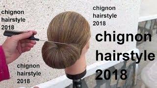 chignon hairstyle - Amal Hermuz - chignon for long hair -hair bun