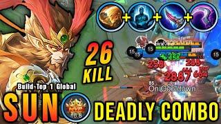 One Shot Combo Kills!! 26 Kills Sun with Petrify 100% Deadly!! - Build Top 1 Global Sun ~ MLBB