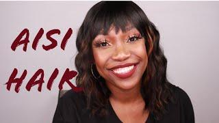 Aisi hair | Under $20 Amazon Wavy Bob with Bangs wig Banger! | Miss Khrissy