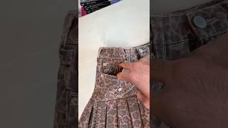 Reworked True Religion leopard pants into a pleated skirt #reworked #upcycle #streetwear #sewing