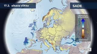 Kuukausiennuste sateista 13.2.2025