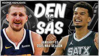 San Antonio Spurs vs Denver Nuggets Full Game Highlights | Jan 3 | 2025 NBA Season