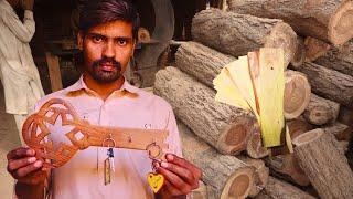 A Skilled Man making Wall Key Holder | Wooden Big Key crafting | Skillshub Tv