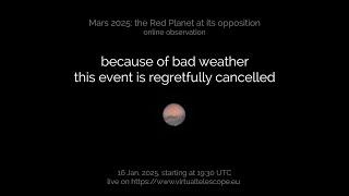 Mars 2025: the Red Planet at its opposition: online observation – 16 Jan. 2025.