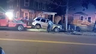 Towing cars after a 3 car crash on Bowdoin Ave.