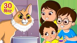 Meow Meow Billi Karti | Hindi Rhyme For Kids | म्याऊ म्याऊ | Balgeet In Hindi | FunFor KidsTV