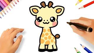 HOW TO DRAW A CUTE KAWAII GIRAFFE EASY ️