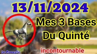 Pronostics PMU Mes 3 bases incontournable MERCREDI 13 NOVEMBRE 2024 MAUQUENCHY