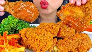 ASMR FRIED CHICKEN DIPPED IN PERI PERI SAUCE | CRUNCHY EATING SOUNDS | MUKBANG | ASMR PHAN