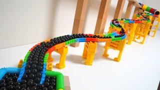 【Marble ASMR Movie Maker】viewer warning A lotto of black＋Colorful Rails 【Marble run】