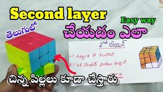 HOW TO SOLVE SECOND LAYER IN 3x3 CUBE || SIMPLE AND EASY WAY || IN TELUGU GANGAVLOGS