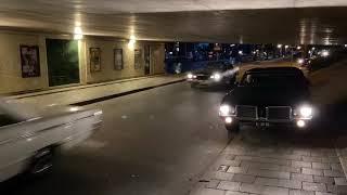 Saturday Night Cruise @ Groningen streetrod car club. American muscle cars V8 sound