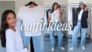 5 OUTFIT IDEAS WITH JEANS & A WHITE T-SHIRT | EASY OUTFIT IDEAS