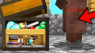 Criei uma BASE SECRETA dentro do BAÚ do Villager no Minecraft!