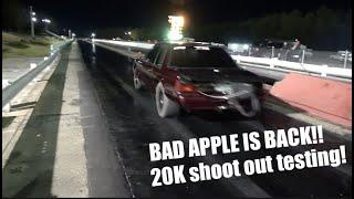 BAD APPLE MAKES FIRST PASS!! and its a ROCKET!! 20k shootout testing!!