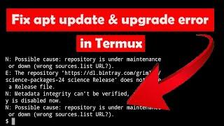 Repository is Under Maintenance Error in Termux | Fix apt update error