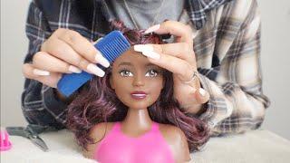 ASMR Hair Styling New Doll Head| Relaxing Hair Brushing, Combing and Soft Spoken‍️