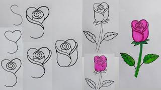 How to draw a rose from letter S | Easy rose drawing