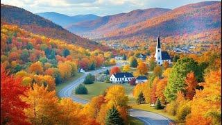 New England Autumn Road Trip - Beautiful Foliage in Vermont and New Hampshire 4K