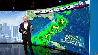 Tropical Storm Sara's remnants forecast to reach Florida