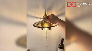 Homdiy Medieval Brown Glass Wood Wall Light