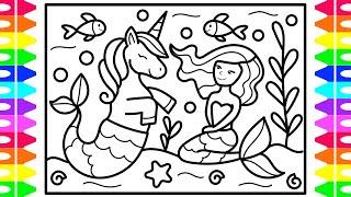 How to Draw a Mermaid and Unicorn for Kids Mermaid and Unicorn Drawing tutorials for beginners