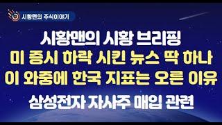 주식 시황. 미 증시 하락 시킨 가장 큰 뉴스 하나. 머스크의 빅피처 '이 것'이라고? 메가7 유난히 하락한 이유. 그런데 한국 관련 지표는 강세, 왜? 삼성전자 자사주 매입 관련