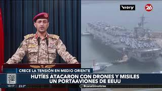  HUTÍES atacaron con  DRONES y MISILES un PORTAAVIONES de EEUU