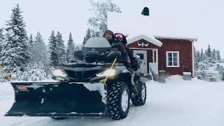 ️ SNOW plow ATV CFmoto Cforce 1000 - clearing the road to our Offgrid Cabin in northern Sweden