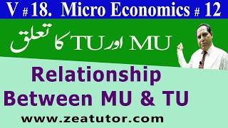 Relationship between MU & TU | zea tutor | Economics lectures in Urdu/Hindi Sir Zafar