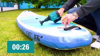 Aufblasen eines Stand-up-Paddle Boards mit dem Makita Akku-Gebläse DAS180 / AS001G