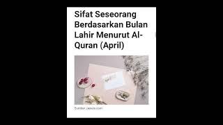 sifat seseorang berdasarkan bulan lahir menurut Al -quran