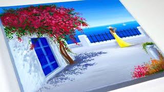 Acrylic Painting / Blue Door Painting / Aham Art