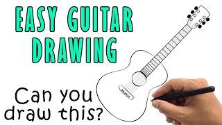 How to Draw a Guitar | Easy Guitar Outline Drawing Step by Step Sketch for Beginner