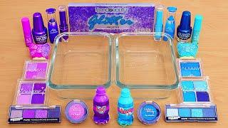 Purple vs Teal - Mixing Makeup Eyeshadow Into Slime ASMR