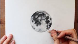 Full Moon Charcoal Sketch / step by step