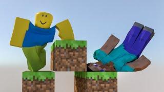 Roblox Noob vs Minecraft Steve [Softbody Race]