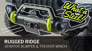 WHAT A STEEL! - Rugged Ridge Venator Bumper w/ Overrider & 10,000lb Trekker Winch