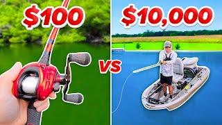 $100 vs $10,000 Budget Fishing Challenge (Rod, Reel, Boat, Lures)