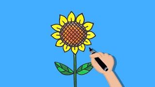 Easy to complete sunflower drawing! Lala J's Sunflower Hand Painting Course