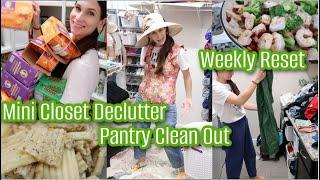 Mini Closet Declutter! Pantry Clean Out & Weekly Reset! & Dinner Idea! Real Mom Life!