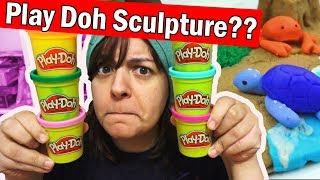 PLAY DOH SCULPTURE CHALLENGE! Trying to use Play Doh like Polymer Clay DIY Art Craft
