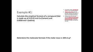 Empirical/Molecular Formulas Discussion Part 2: Example #1